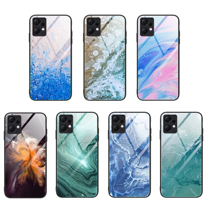 Estuche protector de teléfono de vidrio con patrón de mármol, For Xiaomi Redmi Note 12 4G Global, For Xiaomi Redmi Note 12 Turbo