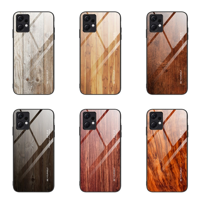 Caja de teléfono de TPU de vidrio de grano de madera, For Xiaomi Redmi Note 12 4G Global, For Xiaomi Redmi Note 12 Turbo