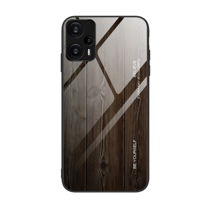 Caja de teléfono de TPU de vidrio de grano de madera, For Xiaomi Redmi Note 12 4G Global, For Xiaomi Redmi Note 12 Turbo