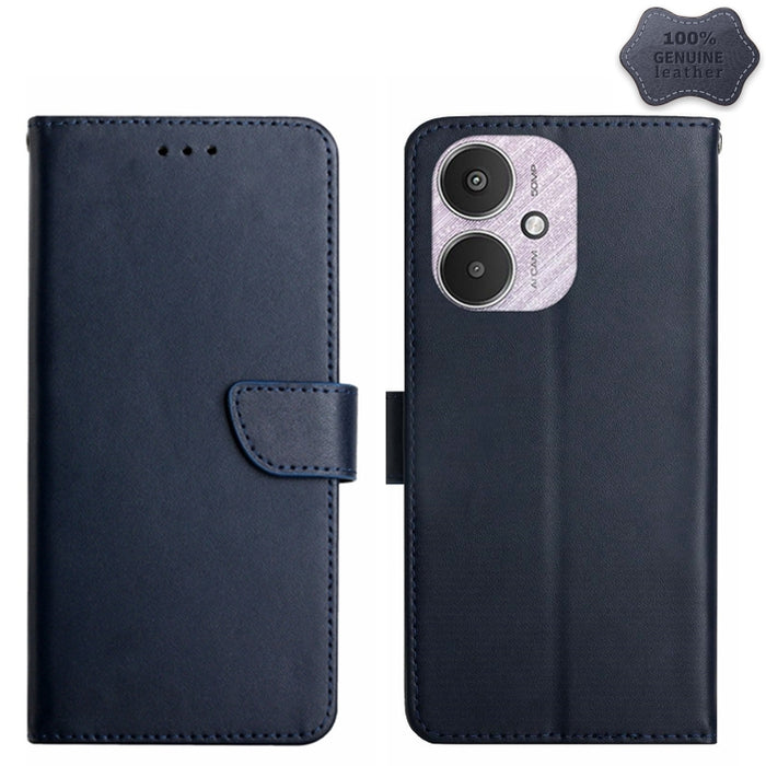 Estuche para teléfono con tapa a prueba de huellas dactilares de cuero genuino, For Redmi Note 13 Pro 4G / POCO M6 Pro 4G, For Redmi 13 4G Global / 5G Global, For Xiaomi Redmi A3, For Xiaomi Redmi Note 13 Global, For Xiaomi Redmi 13C 5G                ...
