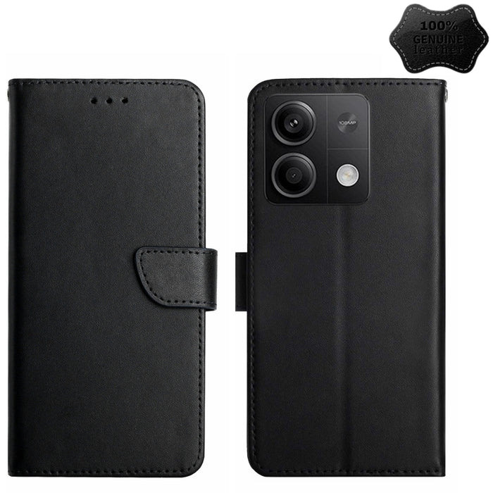 Estuche para teléfono con tapa a prueba de huellas dactilares de cuero genuino, For Redmi Note 13 Pro 4G / POCO M6 Pro 4G, For Redmi 13 4G Global / 5G Global, For Xiaomi Redmi A3, For Xiaomi Redmi Note 13 Global, For Xiaomi Redmi 13C 5G                ...