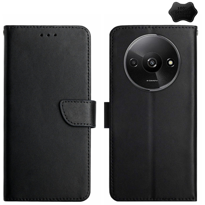 Estuche para teléfono con tapa a prueba de huellas dactilares de cuero genuino, For Redmi Note 13 Pro 4G / POCO M6 Pro 4G, For Redmi 13 4G Global / 5G Global, For Xiaomi Redmi A3, For Xiaomi Redmi Note 13 Global, For Xiaomi Redmi 13C 5G                ...