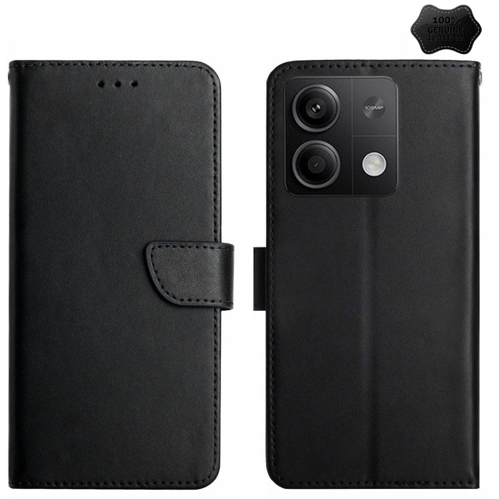 Estuche para teléfono con tapa a prueba de huellas dactilares de cuero genuino, For Redmi Note 13 Pro 4G / POCO M6 Pro 4G, For Redmi 13 4G Global / 5G Global, For Xiaomi Redmi A3, For Xiaomi Redmi Note 13 Global, For Xiaomi Redmi 13C 5G                ...