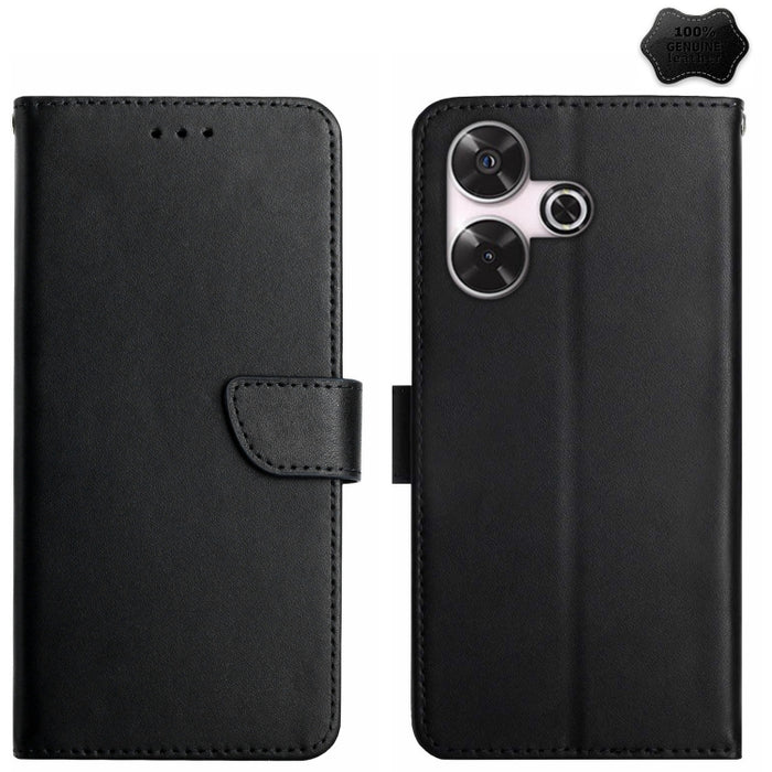 Estuche para teléfono con tapa a prueba de huellas dactilares de cuero genuino, For Redmi Note 13 Pro 4G / POCO M6 Pro 4G, For Redmi 13 4G Global / 5G Global, For Xiaomi Redmi A3, For Xiaomi Redmi Note 13 Global, For Xiaomi Redmi 13C 5G                ...