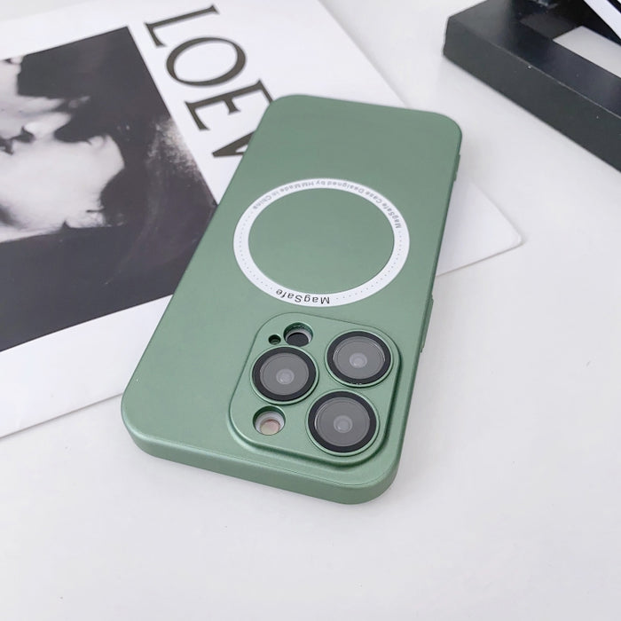 Estuche para teléfono Magsafe Magnetic PC a prueba de golpes con lente de cámara