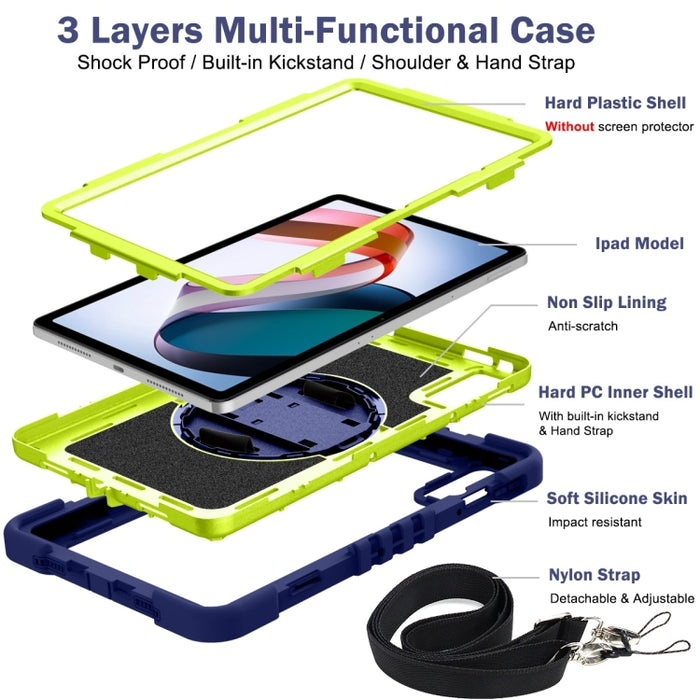Estuche para tableta de silicona con contraste de PC con rotación de 360 grados, For Xiaomi Redmi Pad 10.61