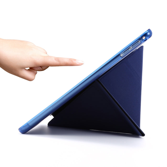 Estuche de cuero con tapa horizontal y deformación de bolsa de aire con soporte y portalápices