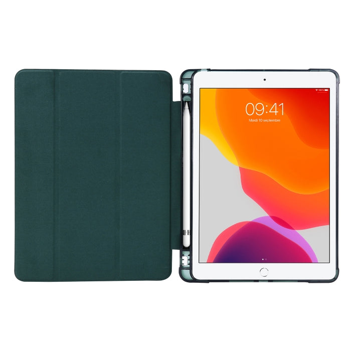 Estuche de cuero con tapa horizontal para bolsa de aire con soporte triple y portalápices