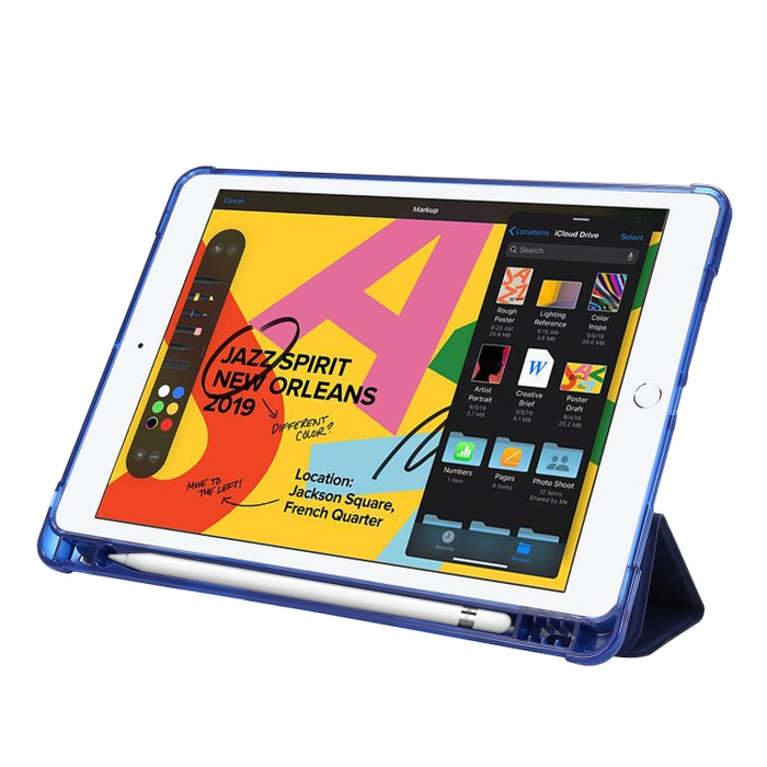 Estuche de cuero con tapa horizontal para bolsa de aire con soporte triple y portalápices