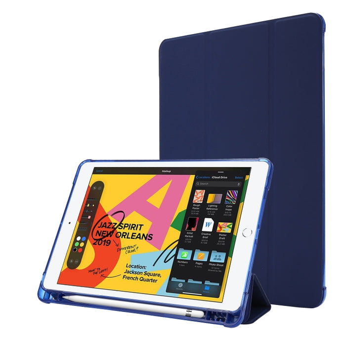 Estuche de cuero con tapa horizontal para bolsa de aire con soporte triple y portalápices