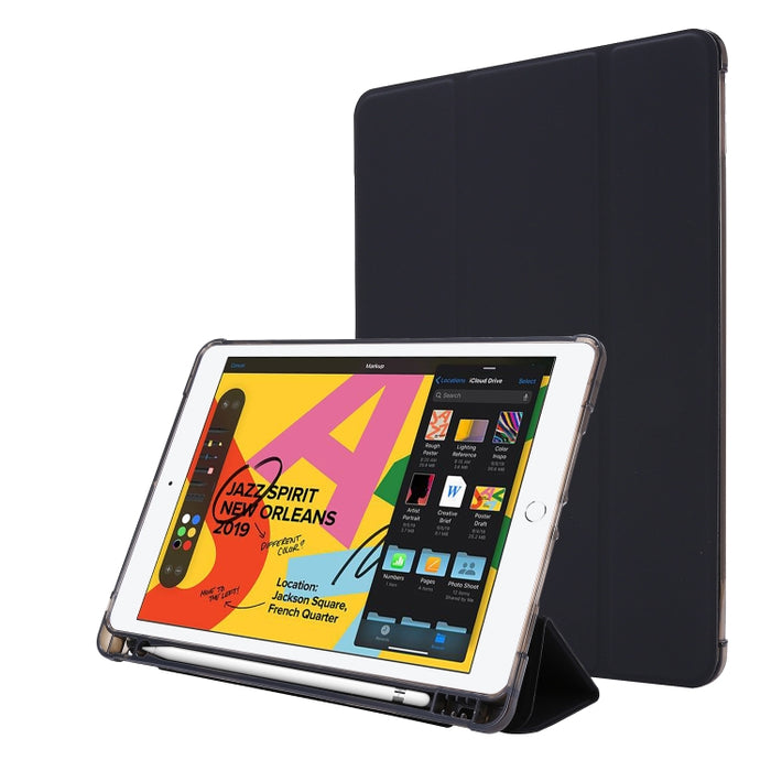Estuche de cuero con tapa horizontal para bolsa de aire con soporte triple y portalápices