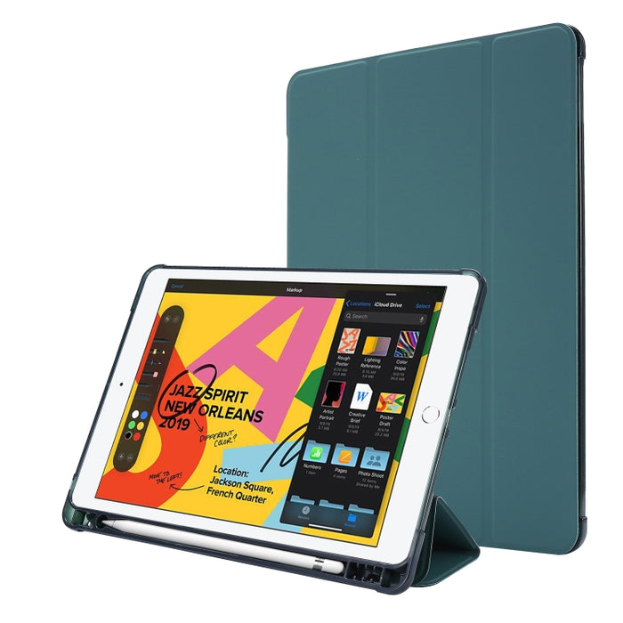 Estuche de cuero con tapa horizontal para bolsa de aire con soporte triple y portalápices