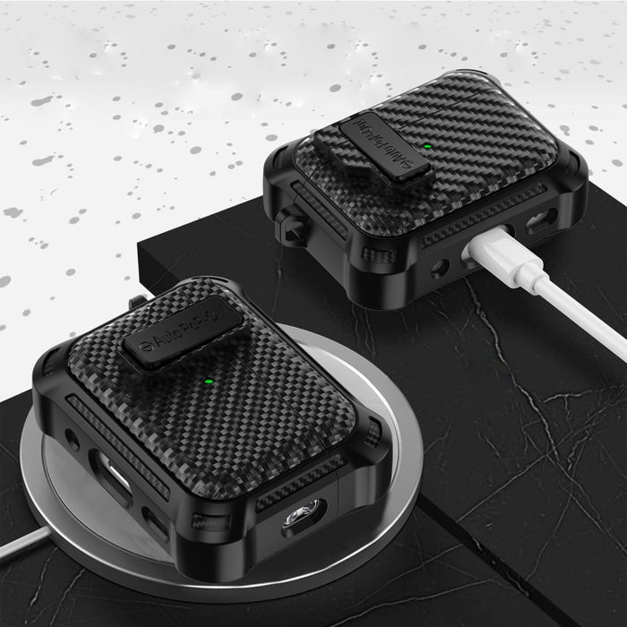 Estuche protector de auriculares inalámbricos Bluetooth de fibra de carbono Alpha
