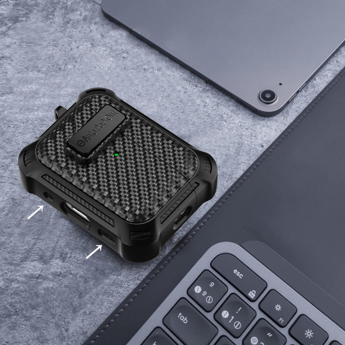 Estuche protector de auriculares inalámbricos Bluetooth de fibra de carbono Alpha