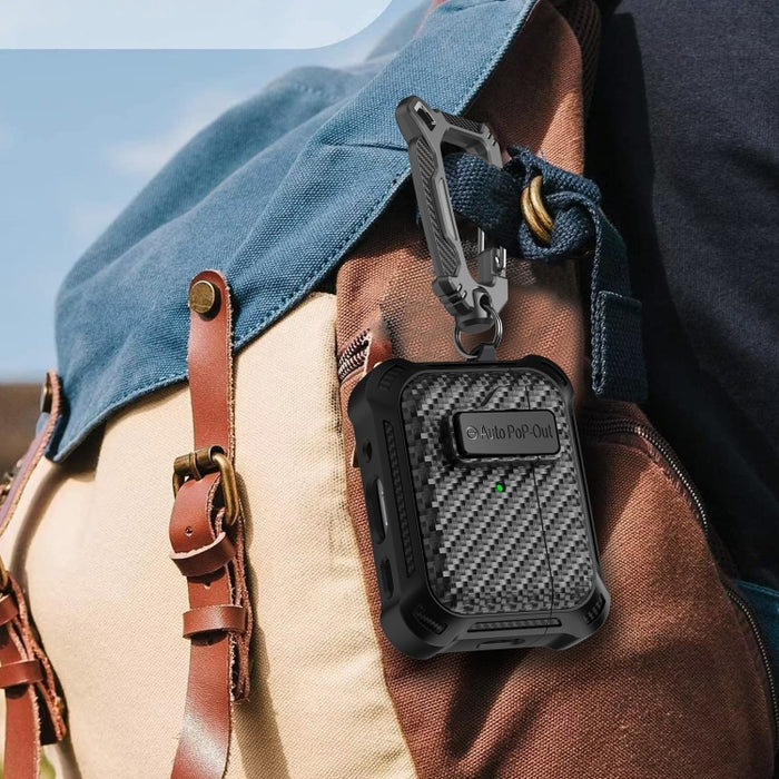 Estuche protector de auriculares inalámbricos Bluetooth de fibra de carbono Alpha