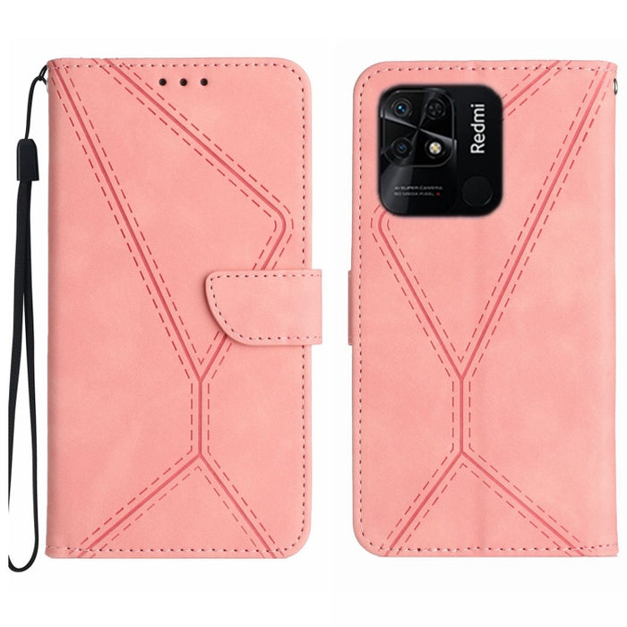 Funda de teléfono de cuero en relieve con costuras, For Redmi Note 11 4G Global, For Xiaomi POCO F4 5G, For Xiaomi Redmi 10A, For Xiaomi Redmi 10C