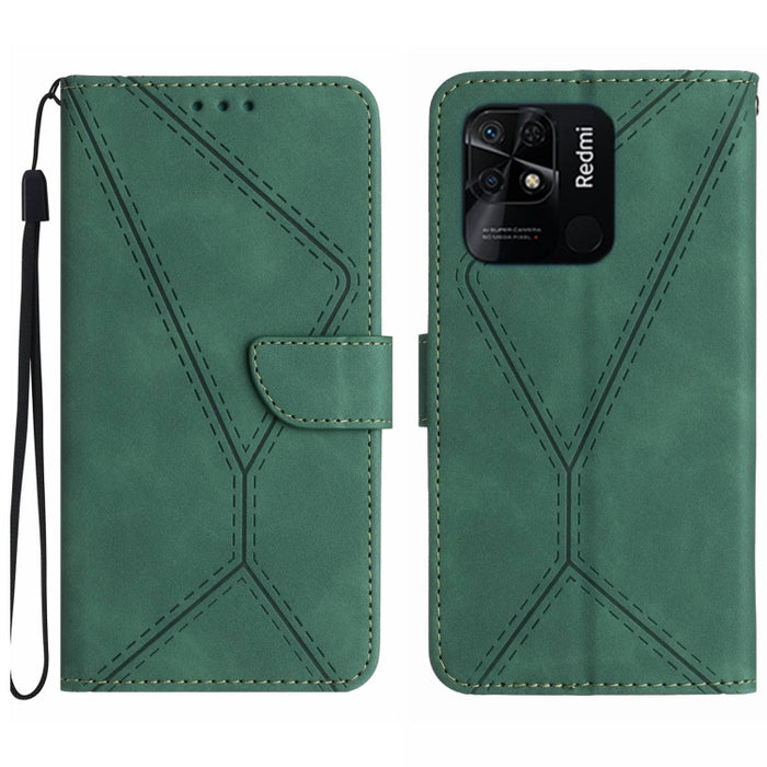 Funda de teléfono de cuero en relieve con costuras, For Redmi Note 11 4G Global, For Xiaomi POCO F4 5G, For Xiaomi Redmi 10A, For Xiaomi Redmi 10C
