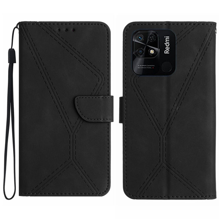 Funda de teléfono de cuero en relieve con costuras, For Redmi Note 11 4G Global, For Xiaomi POCO F4 5G, For Xiaomi Redmi 10A, For Xiaomi Redmi 10C