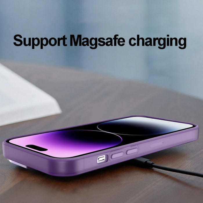 Estuche para teléfono MagSafe transparente mate con soporte de lente invisible