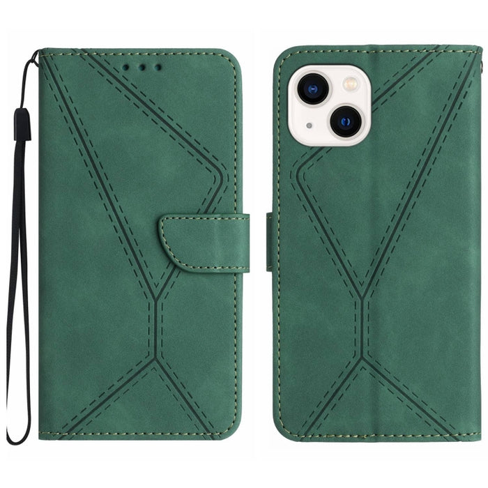 Funda de teléfono de cuero en relieve con costuras