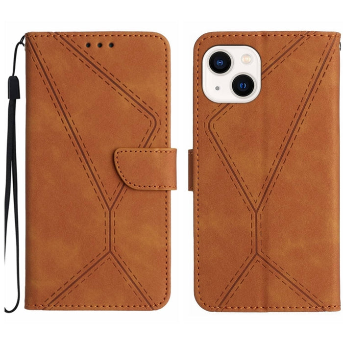 Funda de teléfono de cuero en relieve con costuras