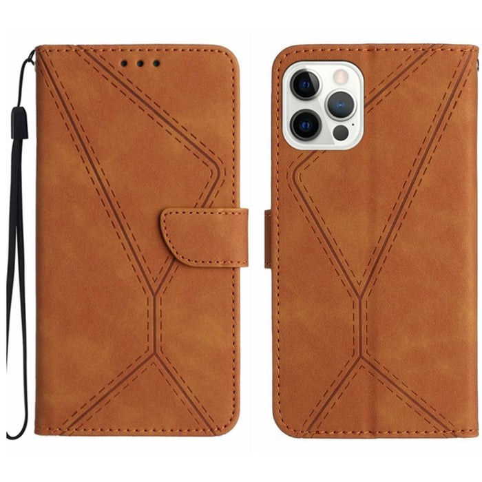 Funda de teléfono de cuero en relieve con costuras