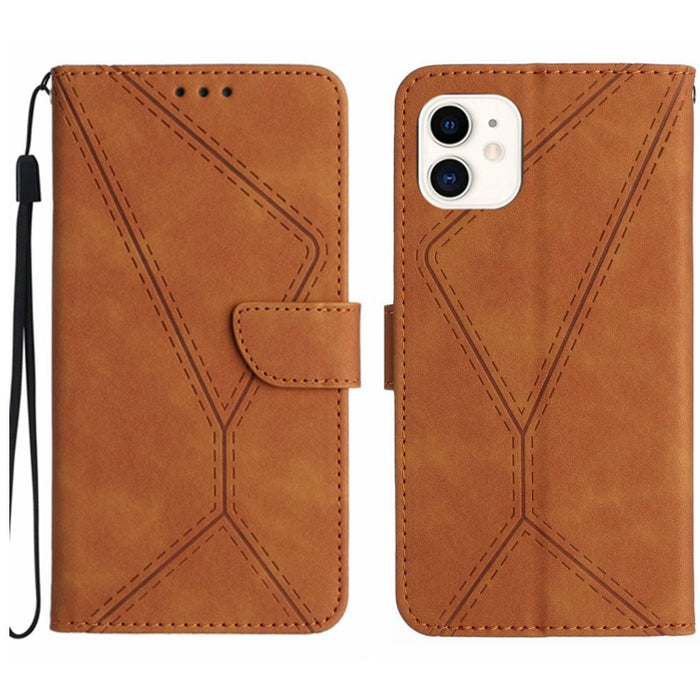 Funda de teléfono de cuero en relieve con costuras