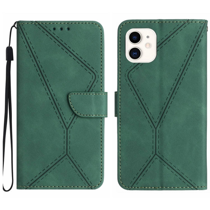 Funda de teléfono de cuero en relieve con costuras