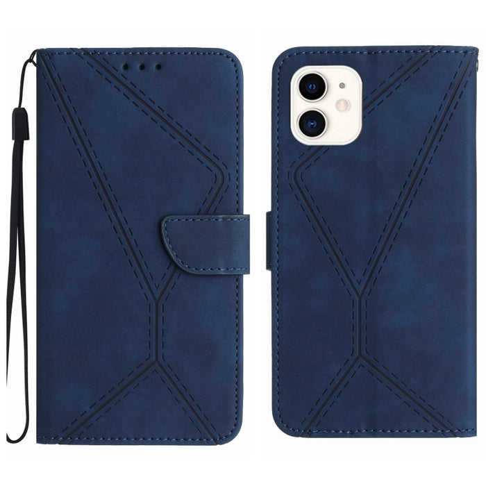 Funda de teléfono de cuero en relieve con costuras