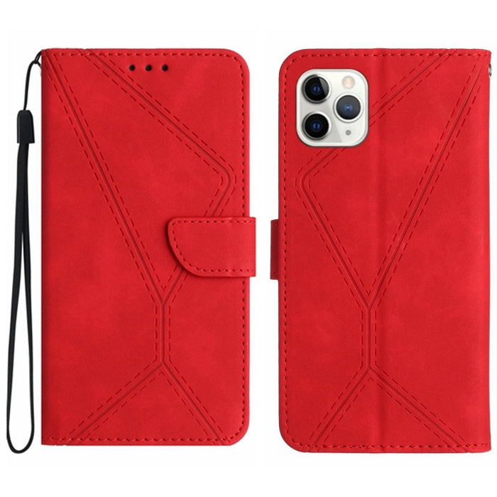 Funda de teléfono de cuero en relieve con costuras