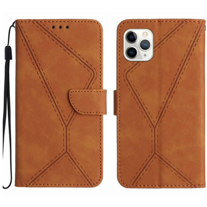Funda de teléfono de cuero en relieve con costuras