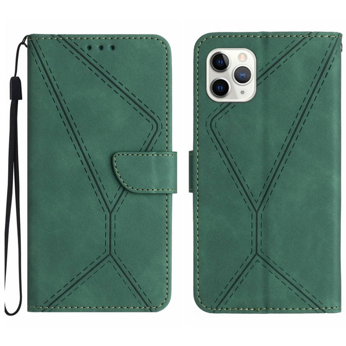 Funda de teléfono de cuero en relieve con costuras