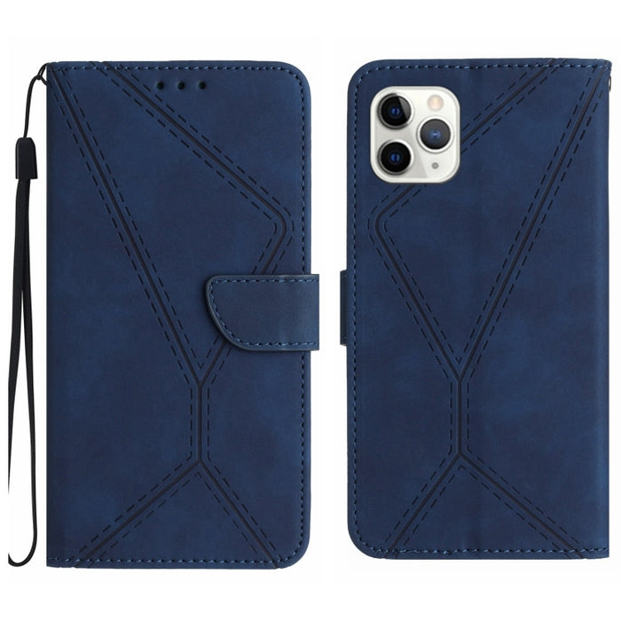 Funda de teléfono de cuero en relieve con costuras