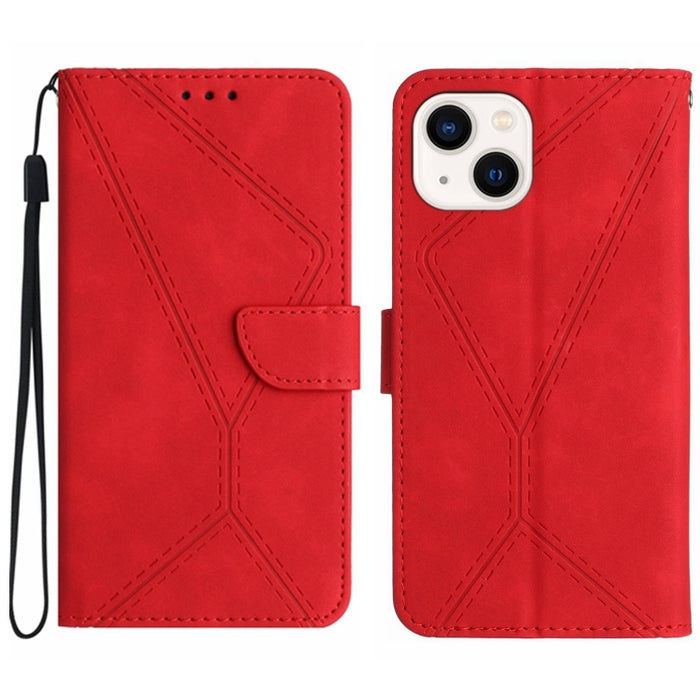 Funda de teléfono de cuero en relieve con costuras