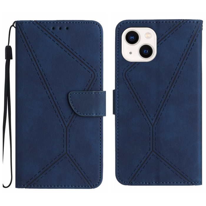 Funda de teléfono de cuero en relieve con costuras