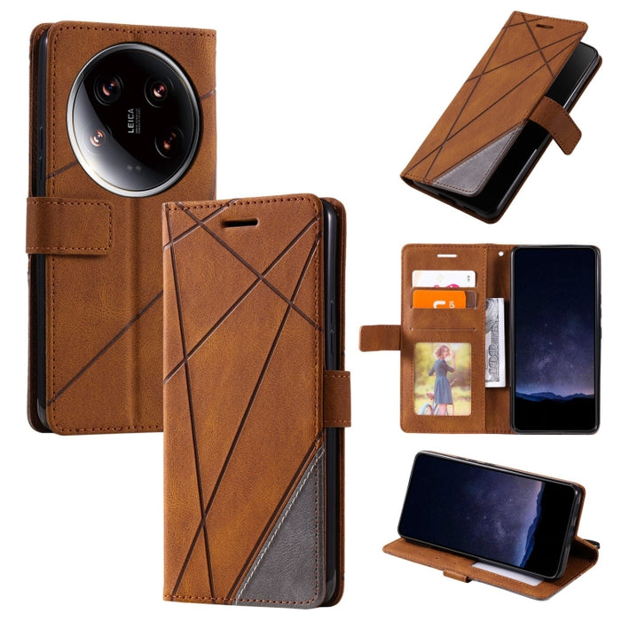 Estuche para teléfono de cuero con tapa horizontal empalmado con sensación de piel, For Xiaomi Redmi A3, For Xiaomi Redmi Note 13 Pro 4G, For Xiaomi Redmi Note 13 4G, For Xiaomi Redmi K70E, For Xiaomi 14 Ultra, For Xiaomi 14 Pro, For Xiaomi 14         ...