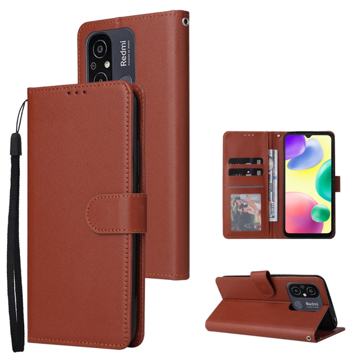 Estuche multifuncional de cuero para teléfono con 3 ranuras para tarjetas, For Xiaomi Redmi 11A 4G, For Xiaomi Redmi 12C