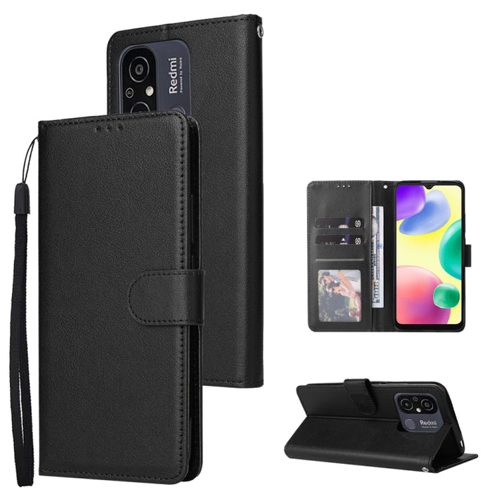 Estuche multifuncional de cuero para teléfono con 3 ranuras para tarjetas, For Xiaomi Redmi 11A 4G, For Xiaomi Redmi 12C