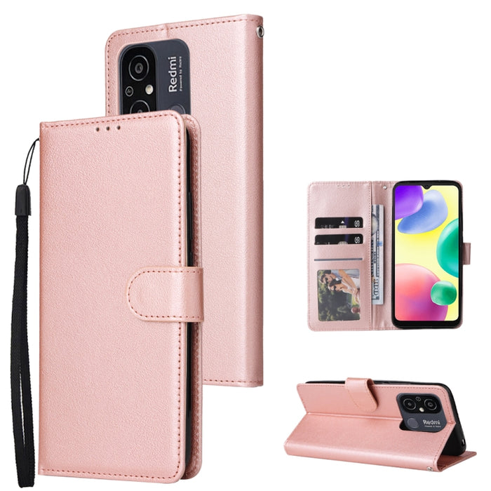 Estuche multifuncional de cuero para teléfono con 3 ranuras para tarjetas, For Xiaomi Redmi 11A 4G, For Xiaomi Redmi 12C