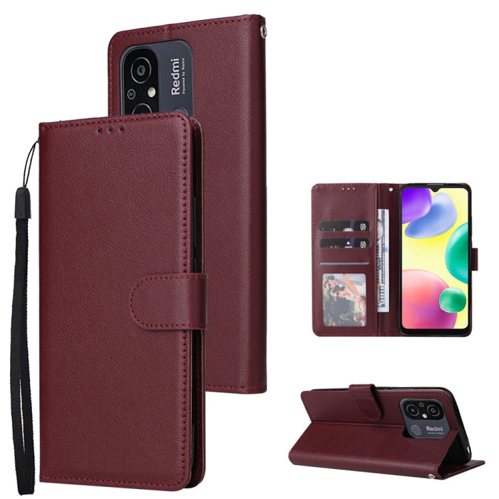 Estuche multifuncional de cuero para teléfono con 3 ranuras para tarjetas, For Xiaomi Redmi 11A 4G, For Xiaomi Redmi 12C