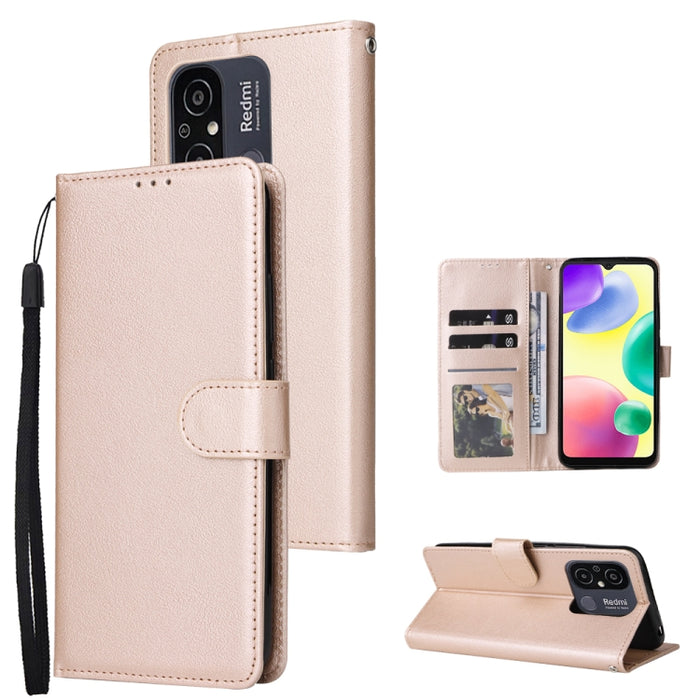 Estuche multifuncional de cuero para teléfono con 3 ranuras para tarjetas, For Xiaomi Redmi 11A 4G, For Xiaomi Redmi 12C