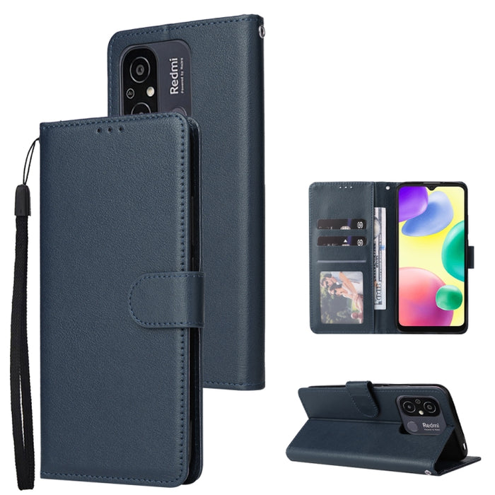 Estuche multifuncional de cuero para teléfono con 3 ranuras para tarjetas, For Xiaomi Redmi 11A 4G, For Xiaomi Redmi 12C