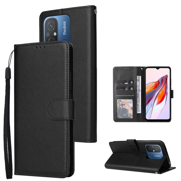 Estuche multifuncional de cuero para teléfono con 3 ranuras para tarjetas, For Xiaomi Redmi 11A 4G, For Xiaomi Redmi 12C