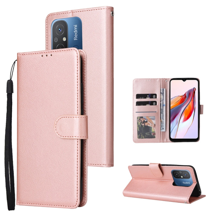 Estuche multifuncional de cuero para teléfono con 3 ranuras para tarjetas, For Xiaomi Redmi 11A 4G, For Xiaomi Redmi 12C