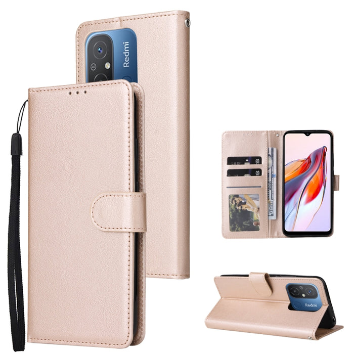 Estuche multifuncional de cuero para teléfono con 3 ranuras para tarjetas, For Xiaomi Redmi 11A 4G, For Xiaomi Redmi 12C