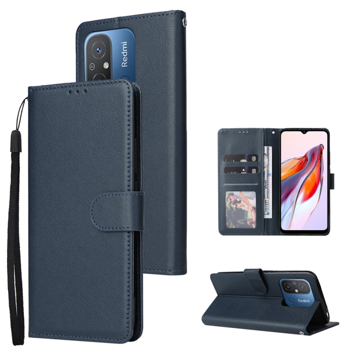 Estuche multifuncional de cuero para teléfono con 3 ranuras para tarjetas, For Xiaomi Redmi 11A 4G, For Xiaomi Redmi 12C