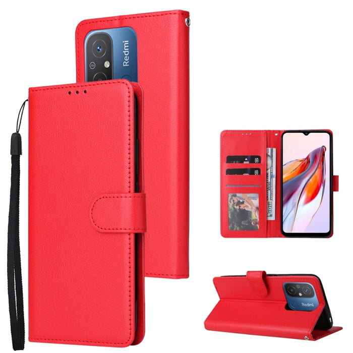 Estuche multifuncional de cuero para teléfono con 3 ranuras para tarjetas, For Xiaomi Redmi 11A 4G, For Xiaomi Redmi 12C