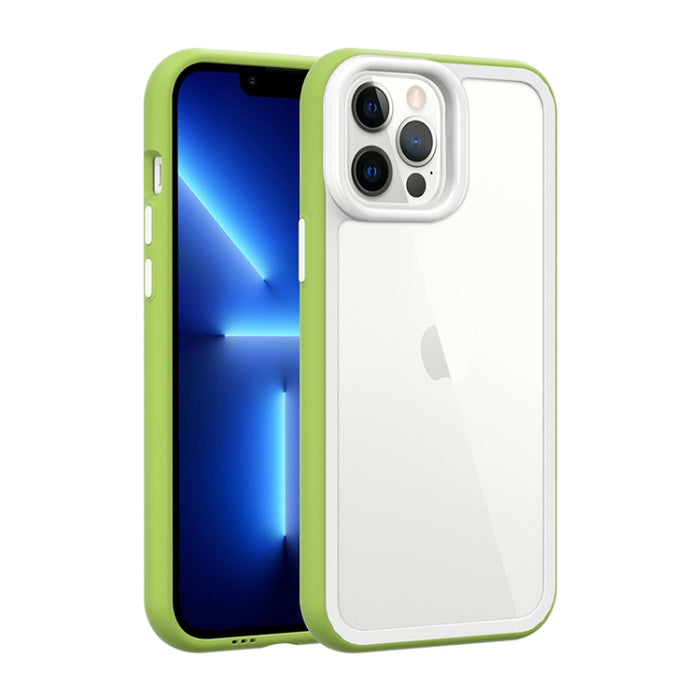 Caja de teléfono transparente 3 en 1 con marco de color