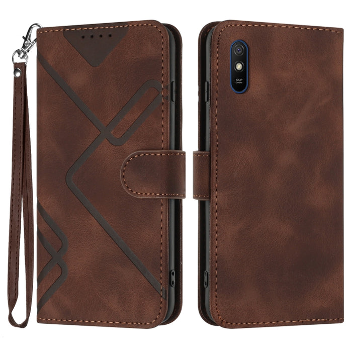 Estuche para teléfono de cuero con patrón de línea y sensación de piel, For Xiaomi Poco M5, For Xiaomi Poco M5s 4G Global, For Xiaomi Redmi Note 11 Pro 4G/5G Global, For Xiaomi Redmi Note 11SE 4G India, For Xiaomi Redmi 10 Power, For Xiaomi Redmi 10A 4...