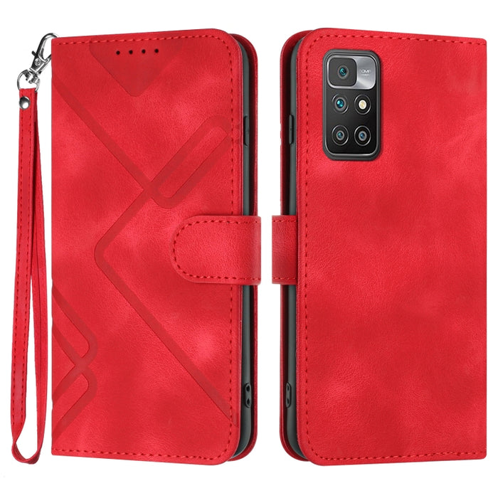 Estuche para teléfono de cuero con patrón de línea y sensación de piel, For Xiaomi Poco M5, For Xiaomi Poco M5s 4G Global, For Xiaomi Redmi Note 11 Pro 4G/5G Global, For Xiaomi Redmi Note 11SE 4G India, For Xiaomi Redmi 10 Power, For Xiaomi Redmi 10A 4...